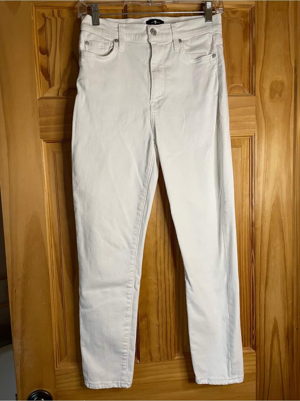 7 For All Mankind Women's White Skinny Jeans